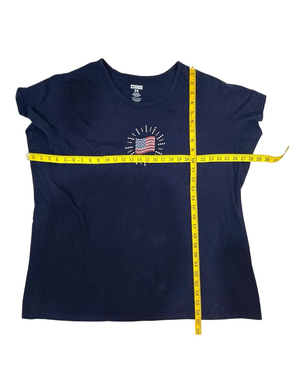 Independence Day Tee Shirt Patriotic 4th of July Flag Top Crewneck Blue Women 3X - Picture 4 of 11